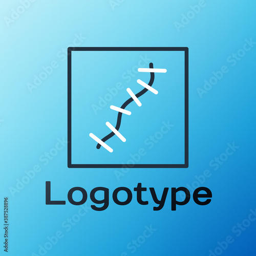 Line Scar with suture icon isolated on blue background. Colorful outline concept. Vector.