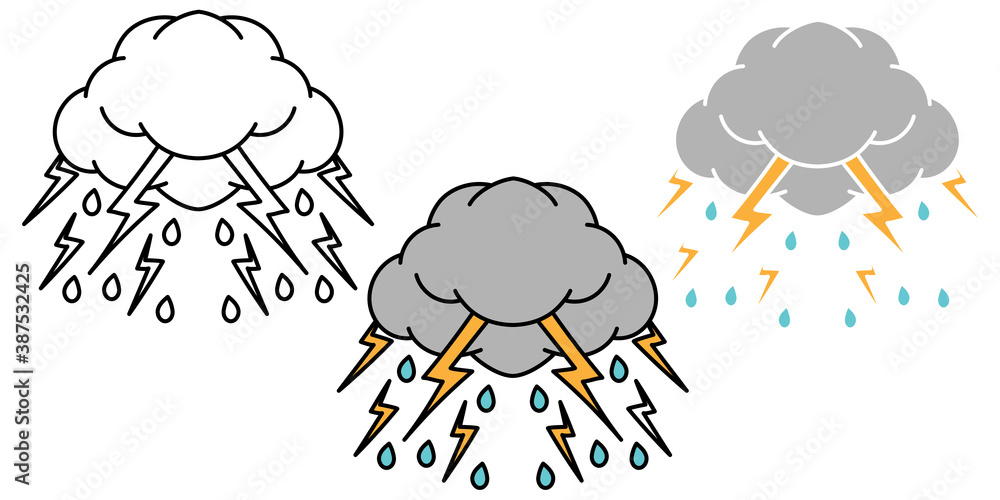 clouds and lightning hand drawn design vector clouds and lightning hand drawn design vector