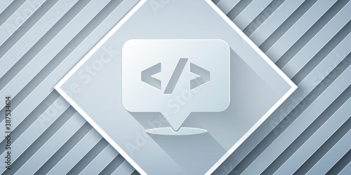 Paper cut Web design and front end development icon isolated on grey background. Paper art style. Vector.