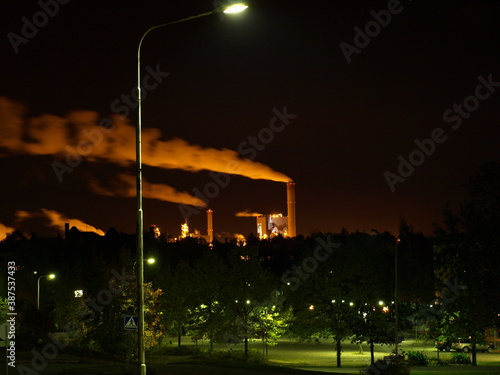 Factory by night