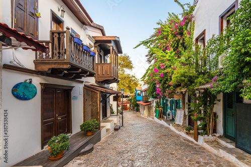Fototapeta Naklejka Na Ścianę i Meble -  Colorful street view in Kas Town of Turkey.