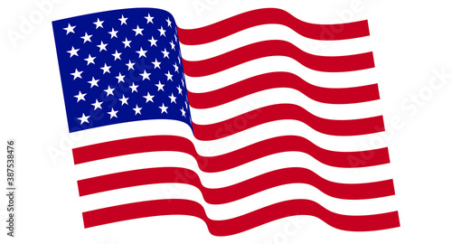 Vector Waving USA Flag. Waving American Flag Vector.  National waving vector flag of the United States. Wavy USA banner on white background