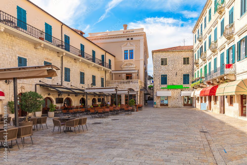 Square of Arms in the Old Town of Kotor , Montenegro