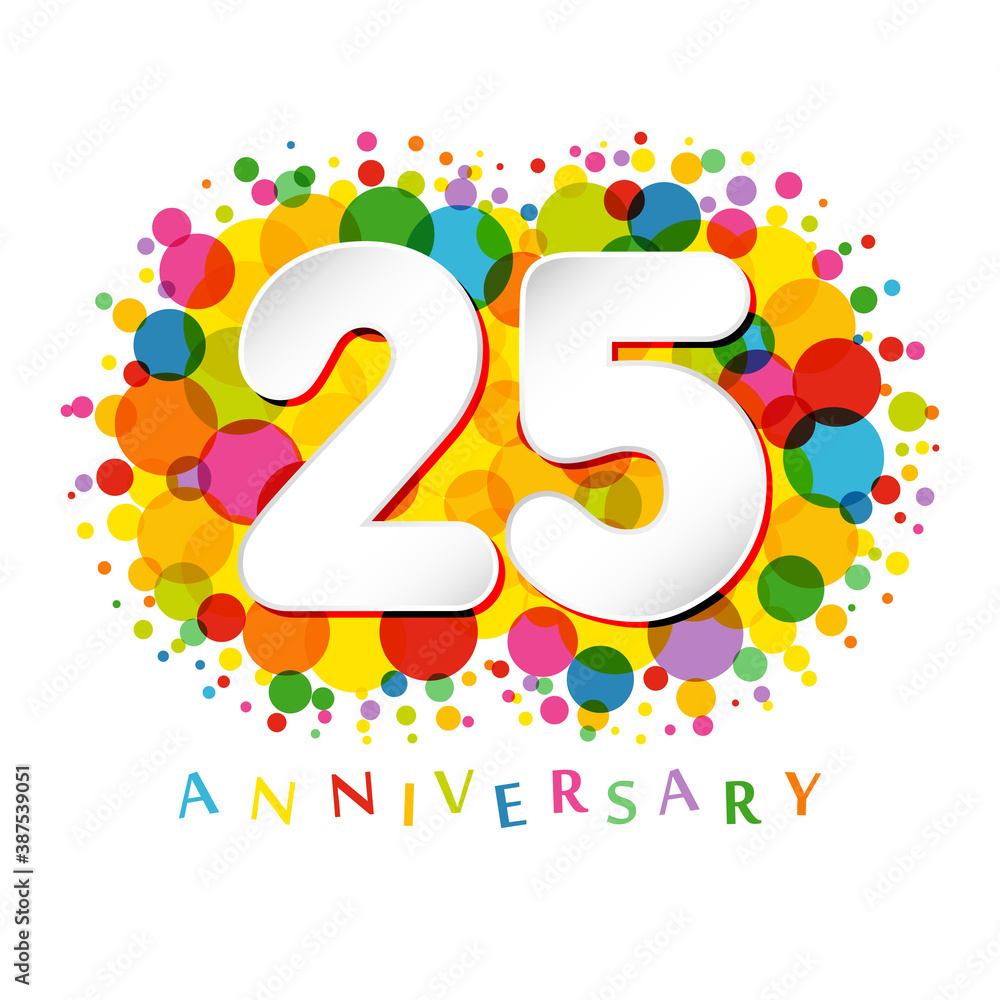 25 th anniversary numbers. 25 years old coloured congrats. Cute congratulation concept. Isolated abstract graphic design template. White digits. Up to 25%, -25% percent off discount. Decorative sign. 25 th anniversary numbers. 25 years old coloured congrats. Cute congratulation concept. Isolated abstract graphic design template. White digits. Up to 25%, -25% percent off discount. Decorative sign.