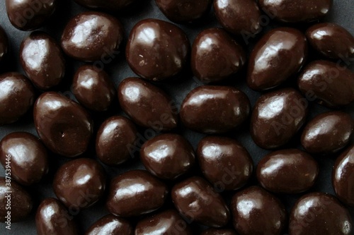 close up of dark chocolate sweets