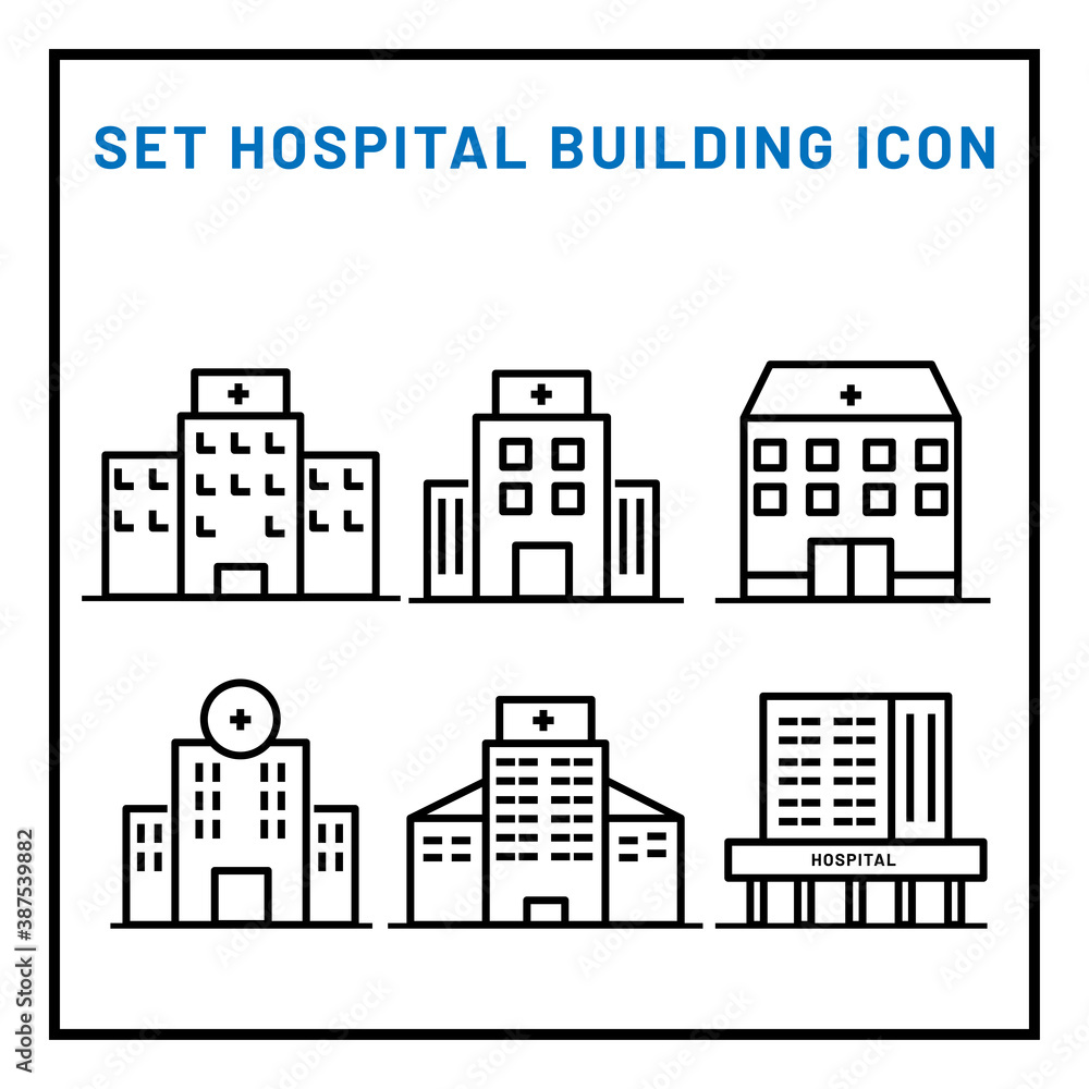 Set hospital building icon isolated sign symbol vector illustration - high quality