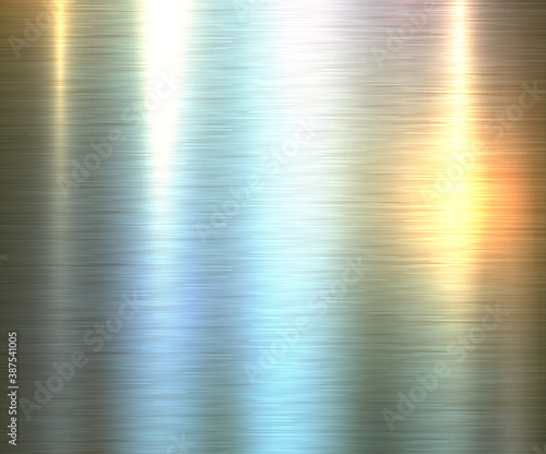 Polished metal texture background, brushed metallic reflective texture plate, vector illustration.