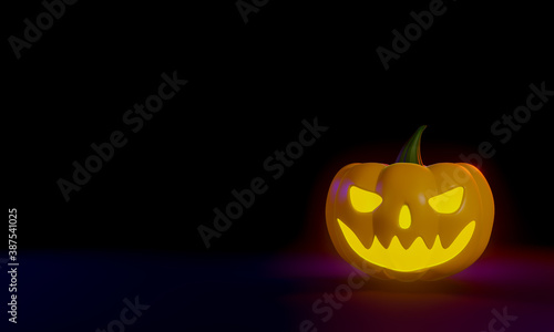 3d Halloween pumpkin in background illustration background copy space