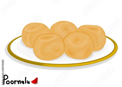 poornalu indian Sweet Dish Food Vector