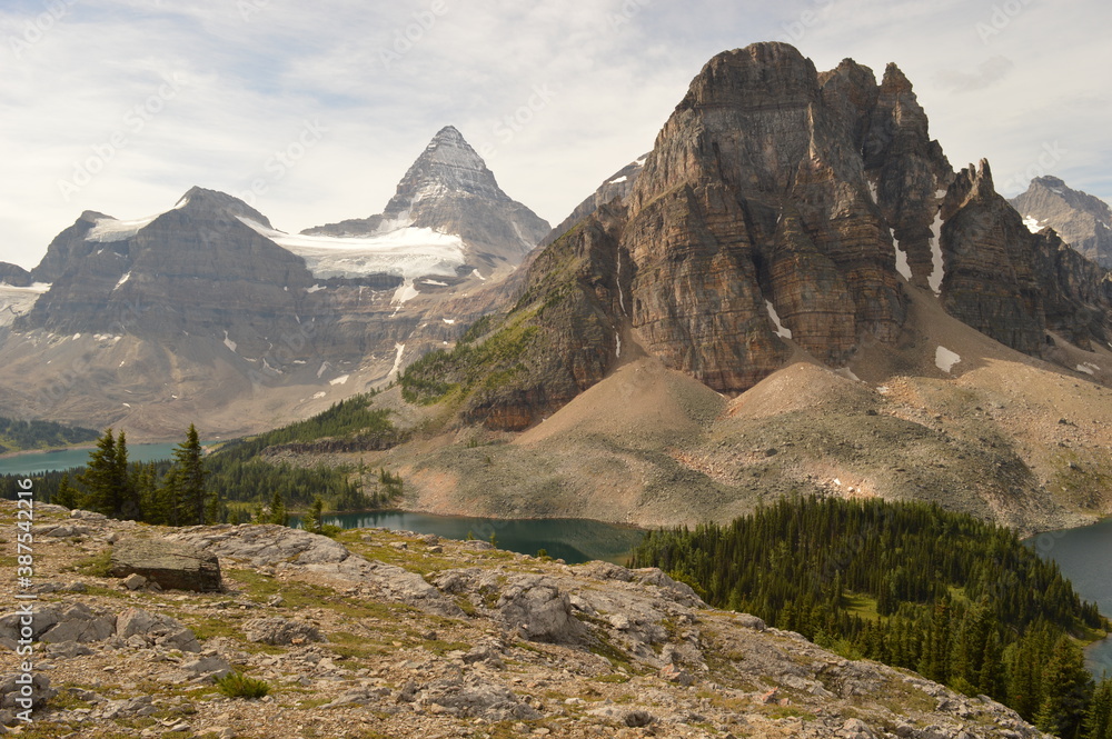Climbing, hiking and camping at the Mount Assiniboine National Park in the Rocky Mountains between Alberta and British Columbia in Canada Climbing, hiking and camping at the Mount Assiniboine National Park in the Rocky Mountains between Alberta and British Columbia in Canada