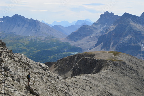 Hiking, climbing and camping on the Mount Assiniboine mountain in the Rockies between Alberta and British Columbia in Canada