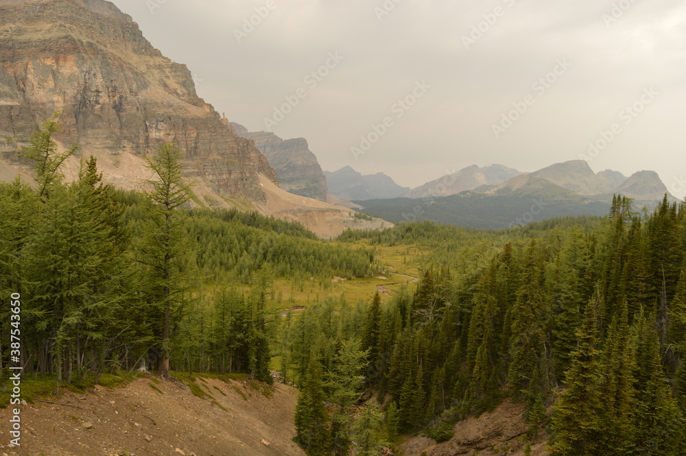 Hiking, climbing and camping on the Mount Assiniboine mountain in the Rockies between Alberta and British Columbia in Canada