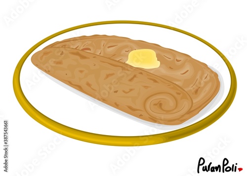 Puran poli Indian Sweets or Mithai Food Vector