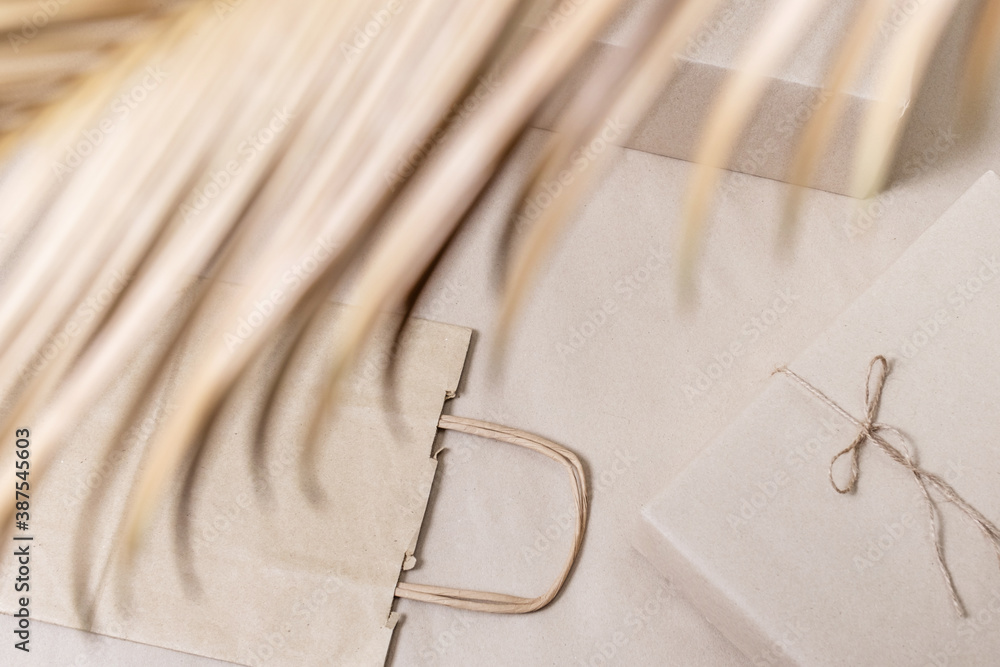 Fototapeta premium paper bag background plants box shopping tropical