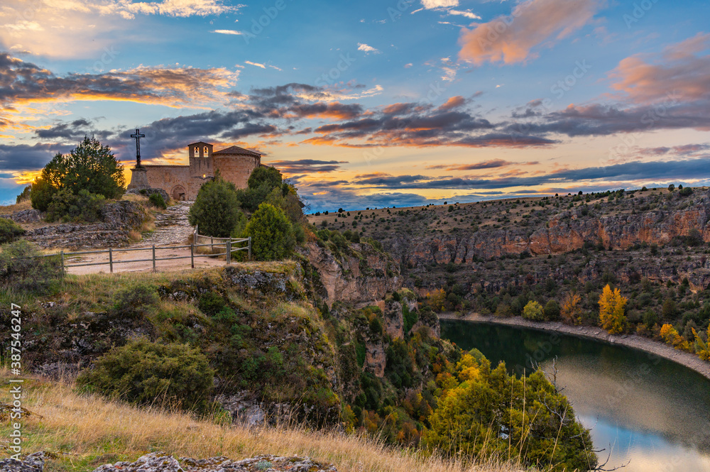 The hermitage of San Frutos in the Hoces del Duraton in the province of Segovia in Spain