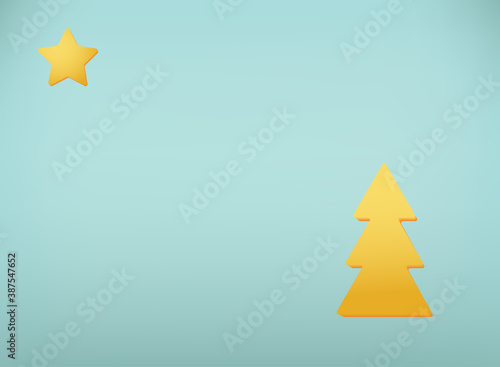 Vector surrealism illustration. New Year card with hanging star and a tree. EPS 10