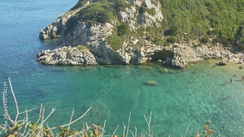 Rocky coastline of Corfu Island, Greece.