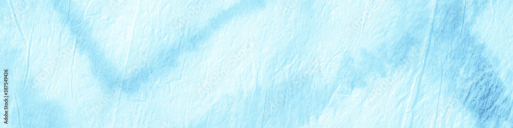 Blue Sky Ikad Pattern. Tie Dye Batik Style.  - obrazy, fototapety, plakaty 