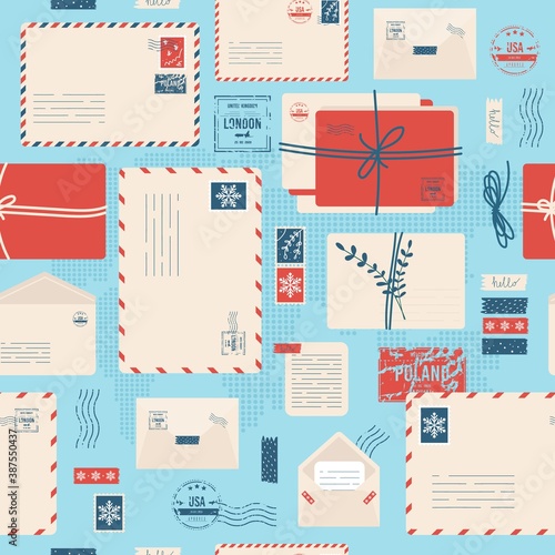 Christmas envelope with cute stamps