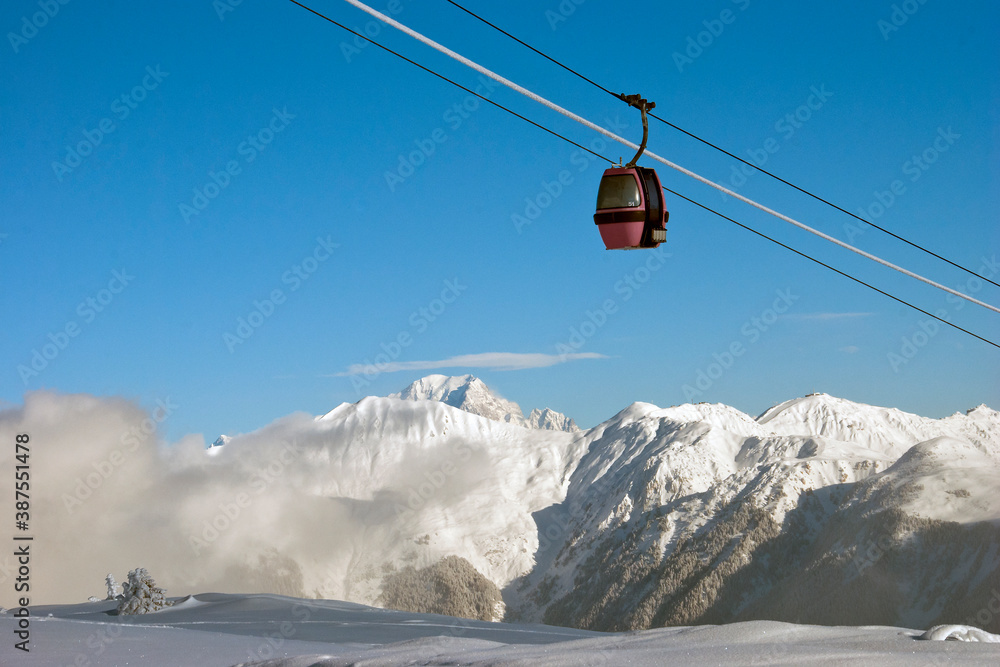 Obraz premium Courchevel 1850 3 Valleys ski area Mont Blanc French Alps France