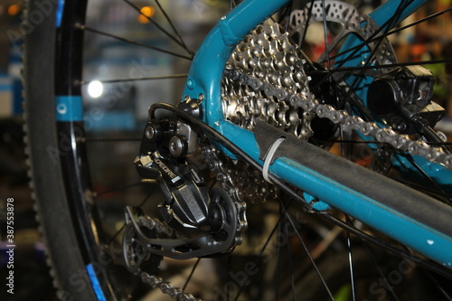 close up of a bike wheel