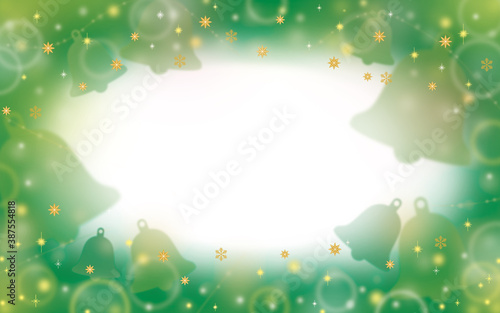 光に満ちたクリスマスの緑色のフレームイラスト