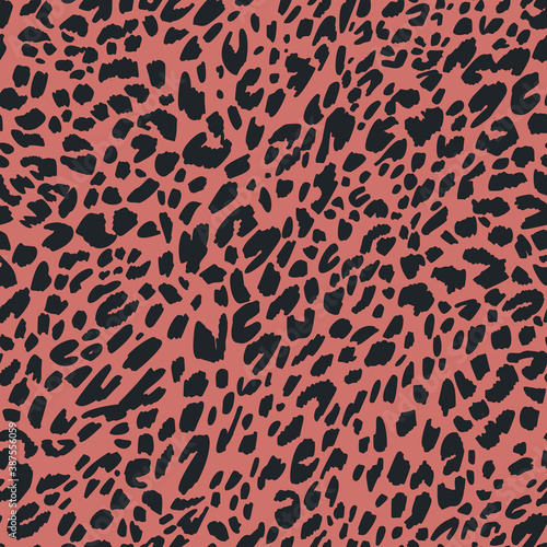 Seamless pattern made of leopard spots skin texture. African animal fur background. Spotted ornament. Vintage style. Good for wrapping  banner  fashion  textile and fabric.