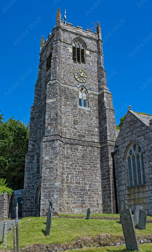 The tower of St Neot's Church, Cornwall, England, UK.