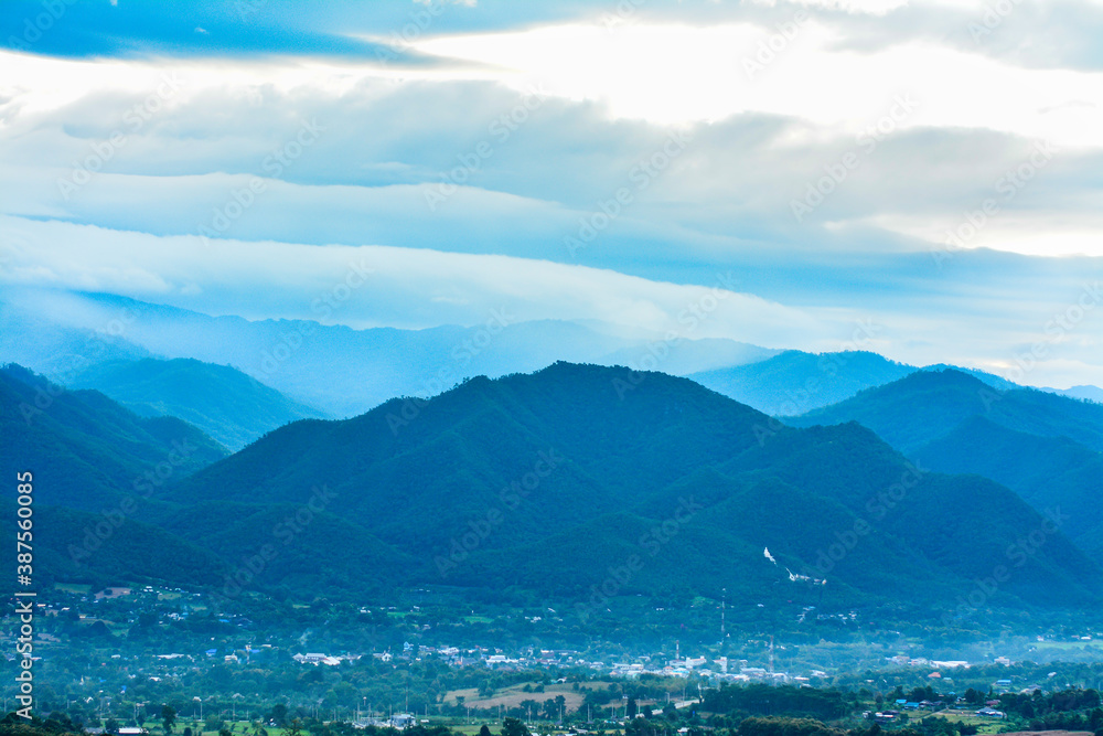 Landscape  of mountain peaks from the mountains from Pai. Mae Hong Son is in the north of Thailand.