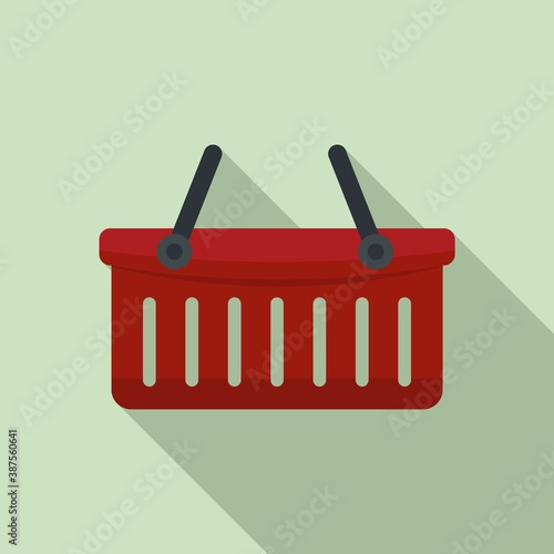 Family shop basket icon, flat style