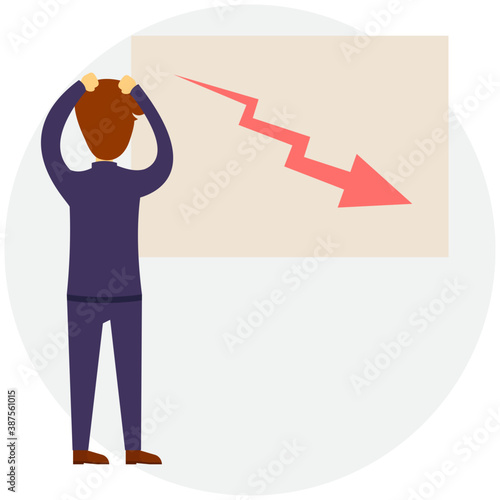 
Businessman with decreasing graph represents the concept of businessman in loss 
