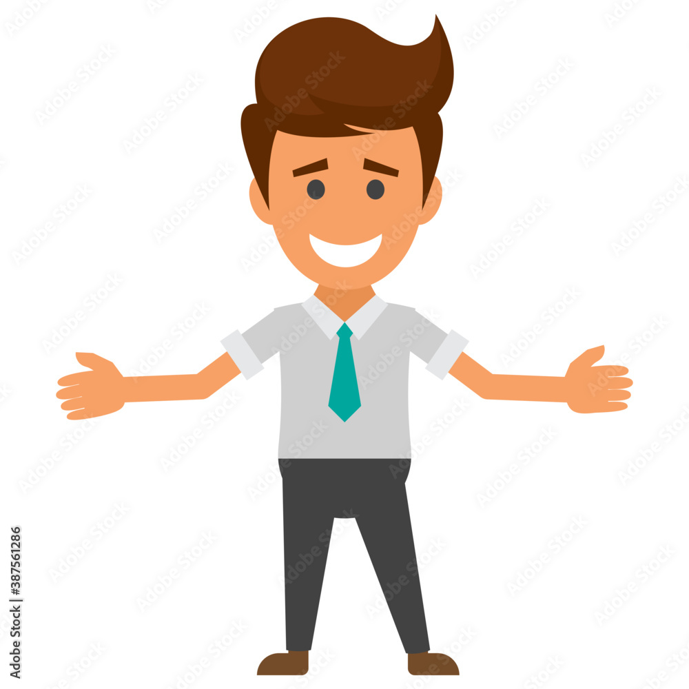 A happy businessman moving in a gesture of winning .
A happy businessman moving in a gesture of winning .