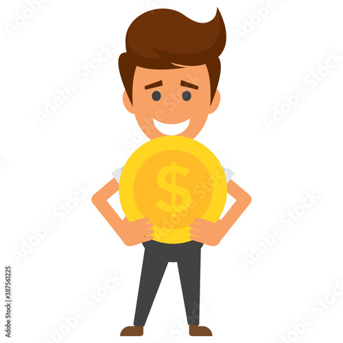 
A business person with money coin symbolising investor
