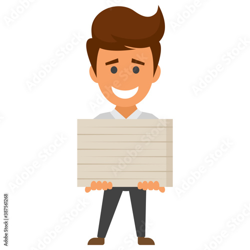 
A businessman with documents case, flat icon image
