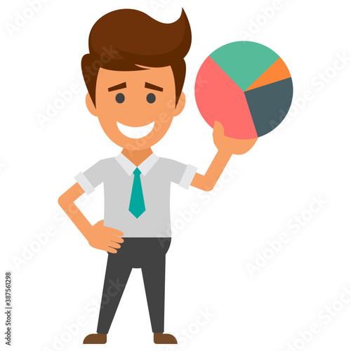 
A businessman with documents case, flat icon image
