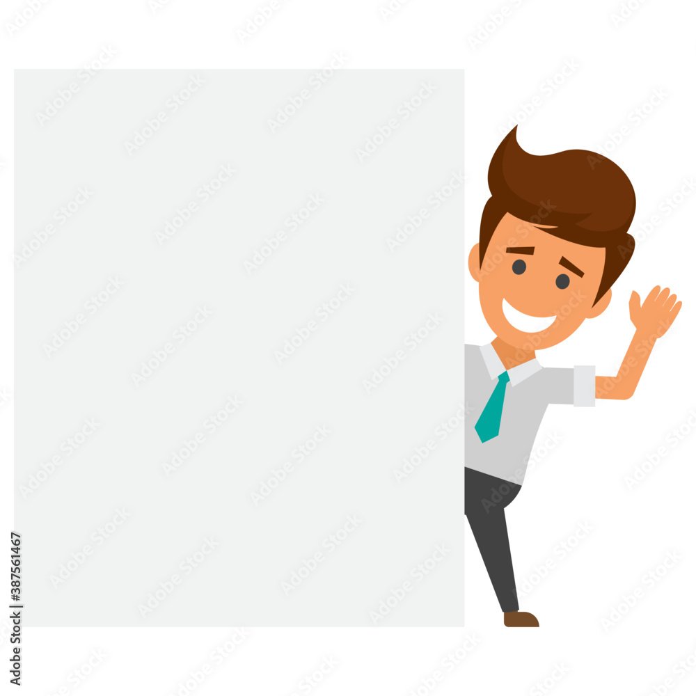 
A businessman with documents case, flat icon image
