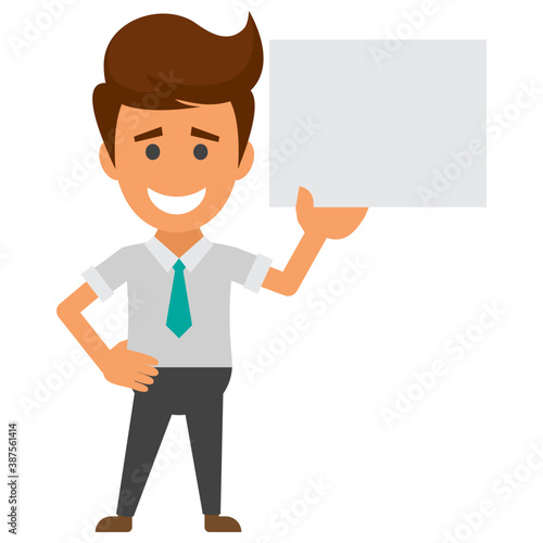 
A businessman with documents case, flat icon image
