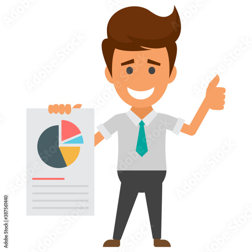 
A businessman with documents case, flat icon image
