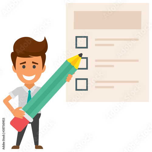 
A businessman with documents case, flat icon image

