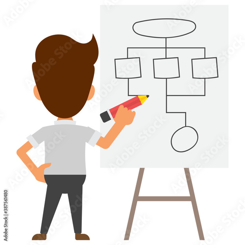 
A business developing project planning, flat icon image 
