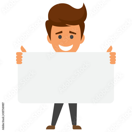 
A businessman with documents case, flat icon image

