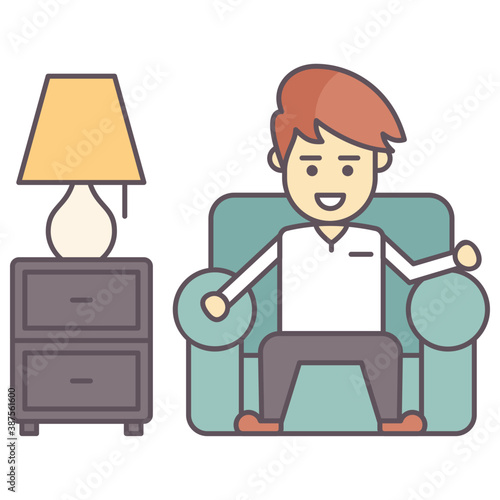 
A child sitting on sofa and taking rest 
