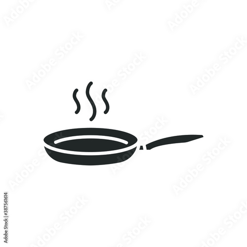 Frying pan icon.  Fry or roast food symbol.  food cooked. kitchenware. Stainless utensil of kitchen equipment. Solid or glyph pictogram style. vector illustration. Design on white background. EPS 10
