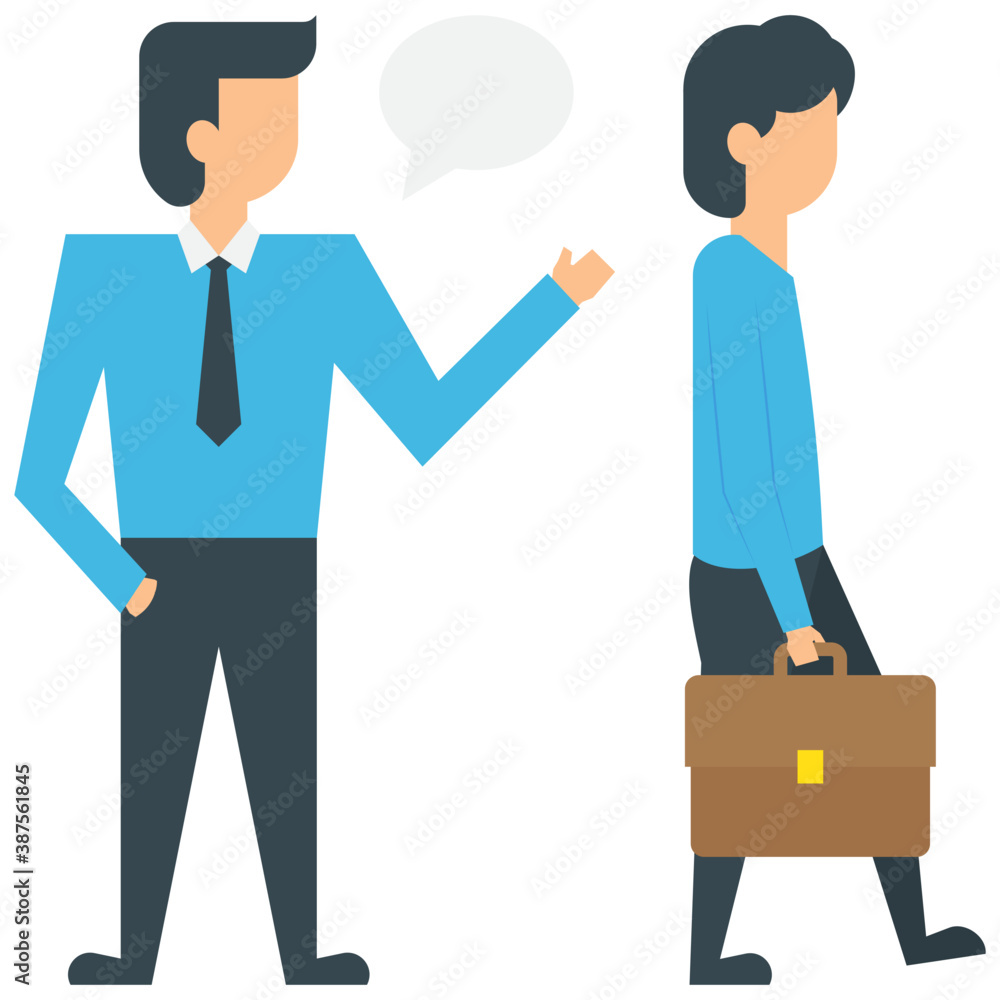 
Two human avatars of business people in an organization having business conversation
