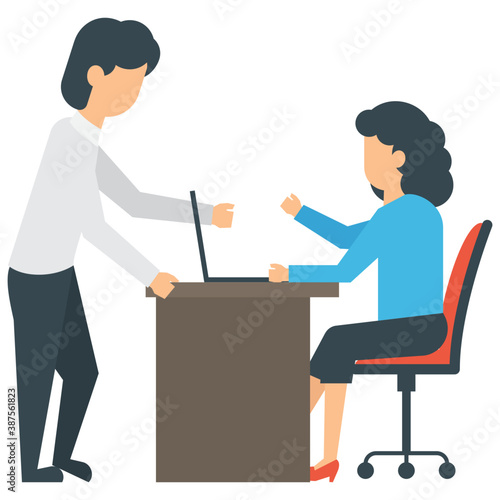  Two human avatars of business people in an organization having business conversation 