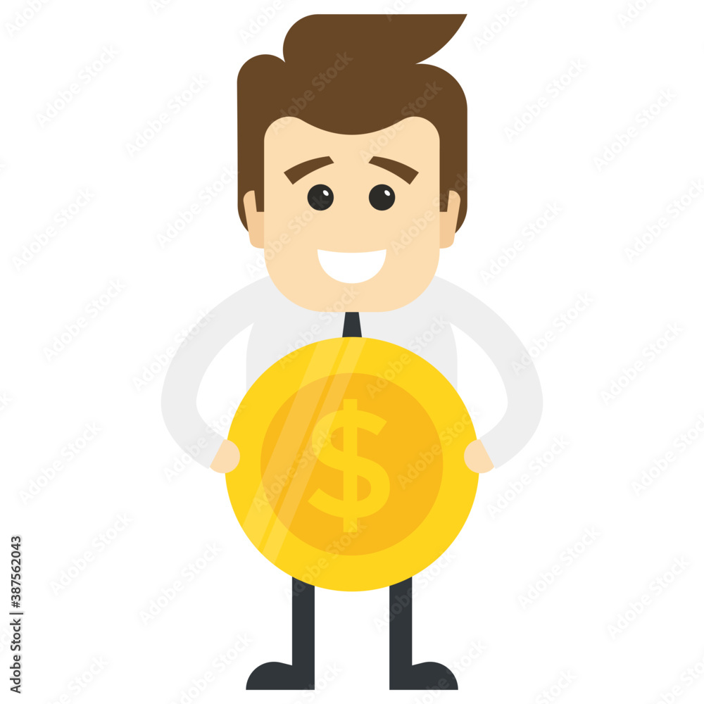 Human avatar of an office employee with a big dollar coin in hands giving concept of a profitable employee
Human avatar of an office employee with a big dollar coin in hands giving concept of a profitable employee
