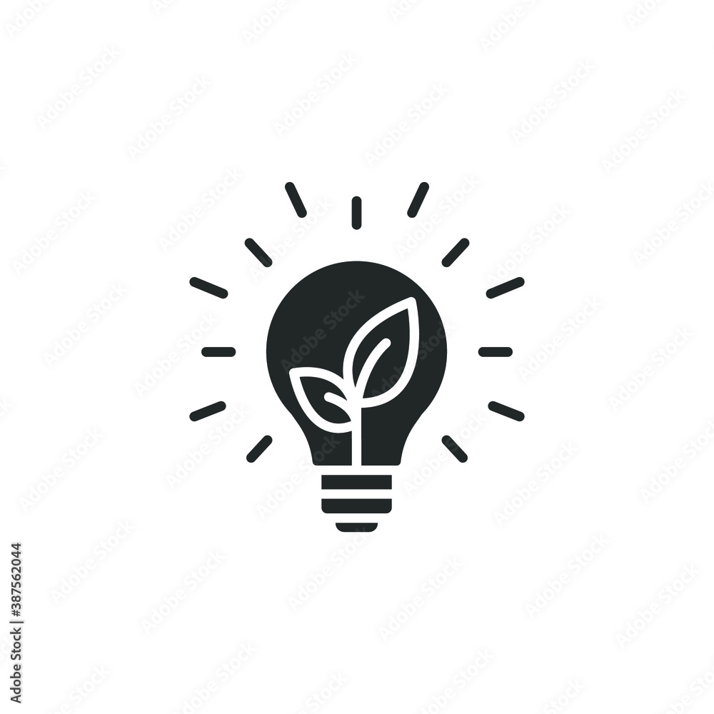 Sustainable ecological energy icon. Renewable biomass energy saving. Go green lamp tube power consumption. zero emission bulb. Glyph solid style vector illustration. Design on white background. EPS 10 Sustainable ecological energy icon. Renewable biomass energy saving. Go green lamp tube power consumption. zero emission bulb. Glyph solid style vector illustration. Design on white background. EPS 10