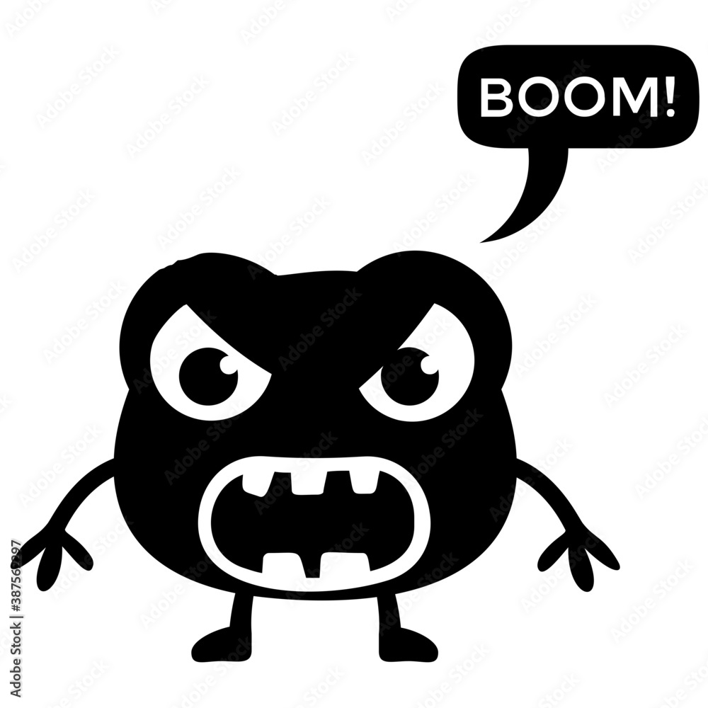 Cute cartoon fluffy monster growling Cute cartoon fluffy monster growling