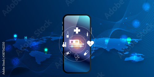 Smart hospital transport and treatment, Smart hospital technology.The new innovation of the Future.