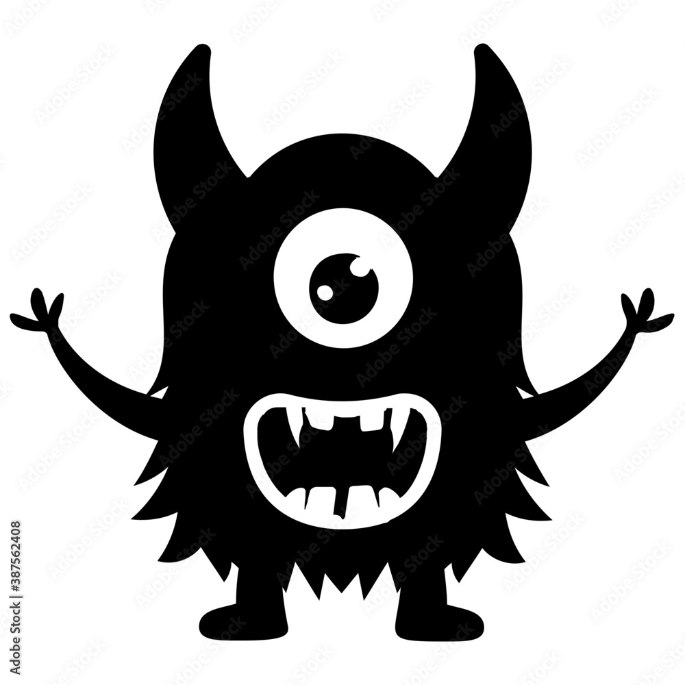 Cute cartoon fluffy monster growling Cute cartoon fluffy monster growling